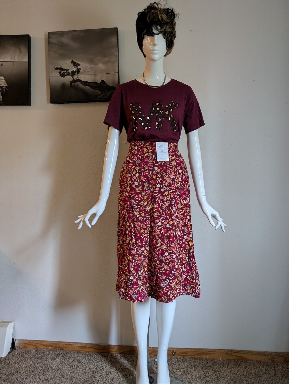 Burgundy MK & Floral Skirt Outfit Bundle